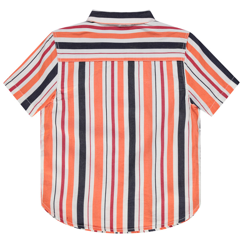 Chemise manches courtes à rayures verticales et poche 
