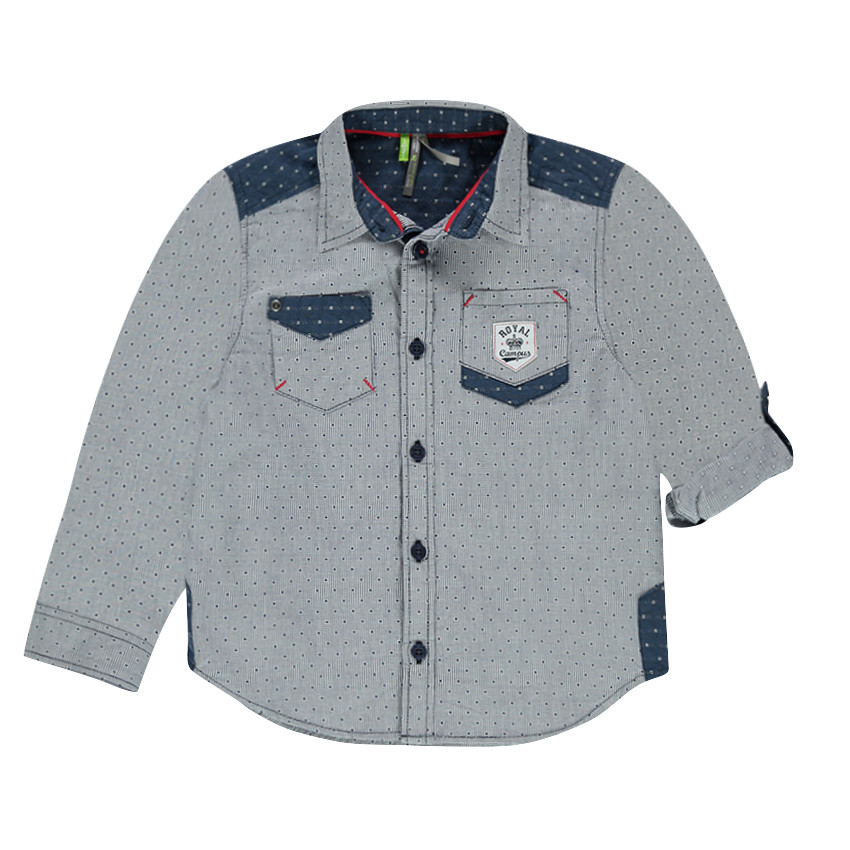 Chemise manches longues avec micro imprimé et jeux d'opposition 