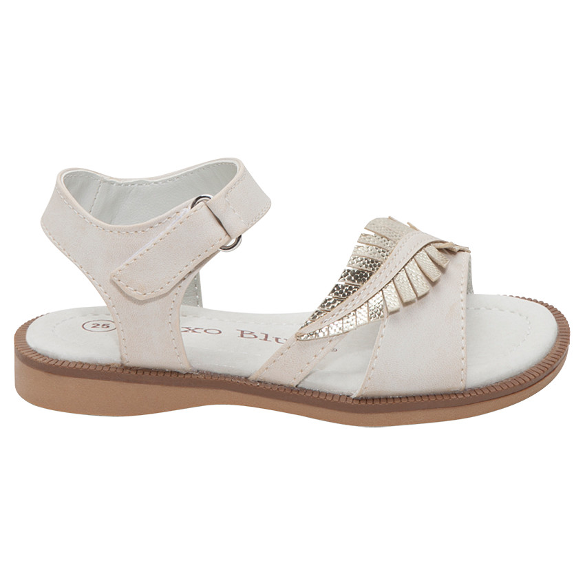 Sandalen met ledereffect en inzetstuk in de vorm van een gouden blaadje 