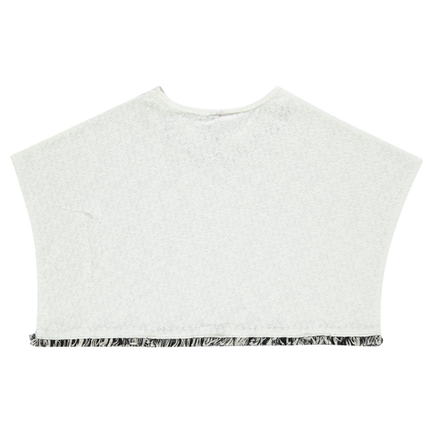 Sweat cape effet crêpe avec franges et broderie 