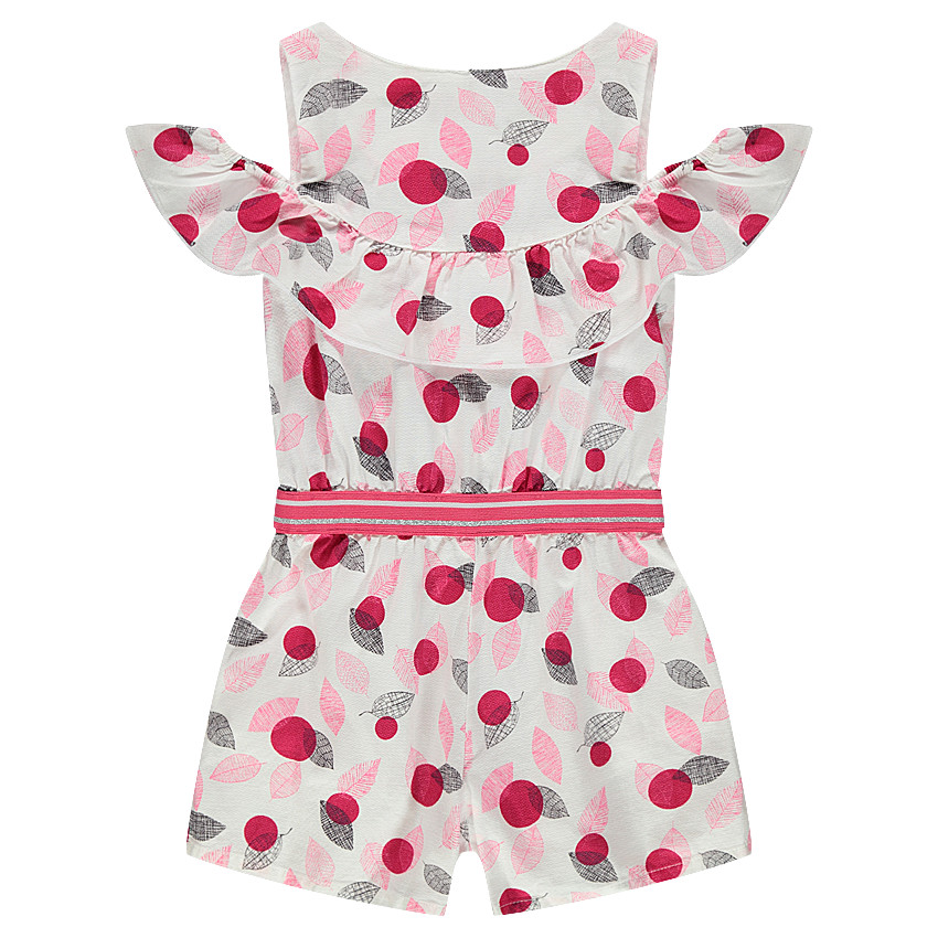 Combishort à épaules ajourées avec imprimé feuilles all-over 