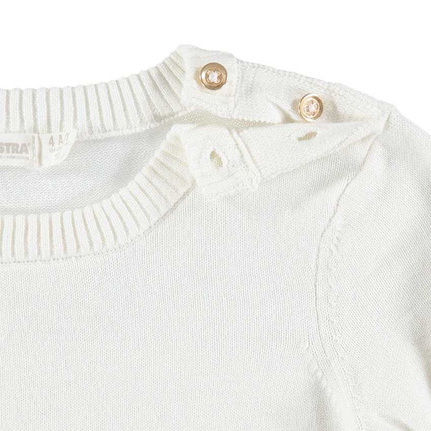 Pull en tricot avec rayures contrastées et coeur en sequins 