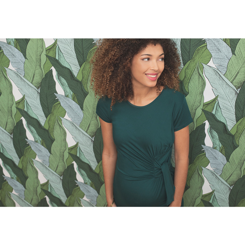 Robe de grossesse manches courtes avec liens à nouer 