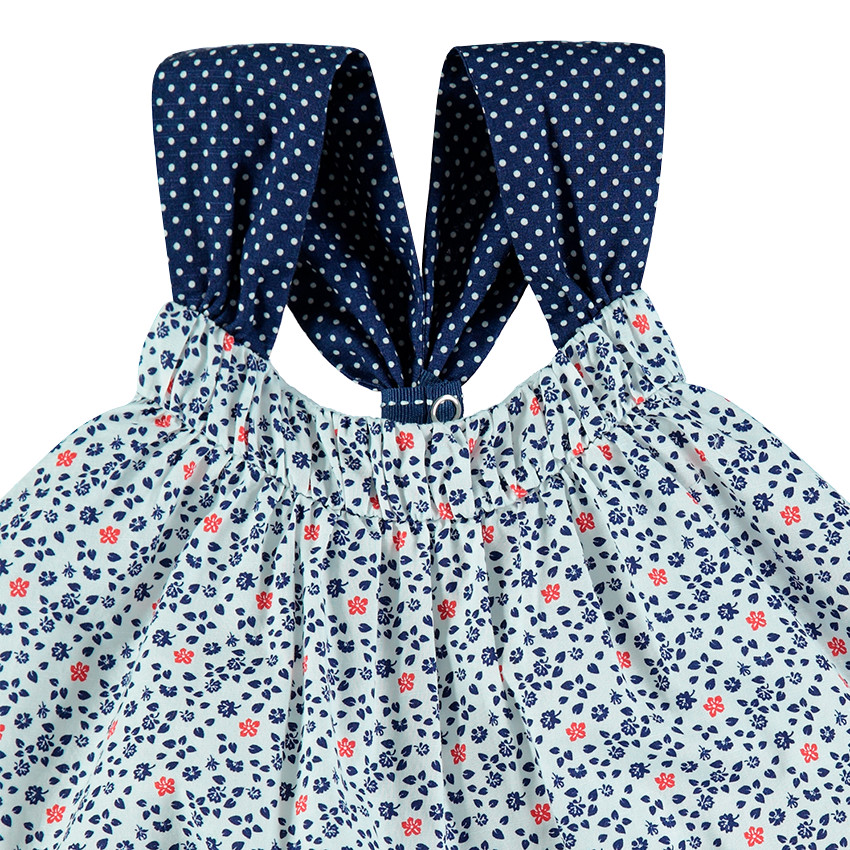 Robe sans manches à fleurs et pois all-over  