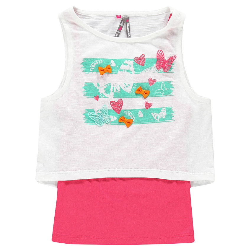 Débardeur 2 en 1 print coeurs et papillons 