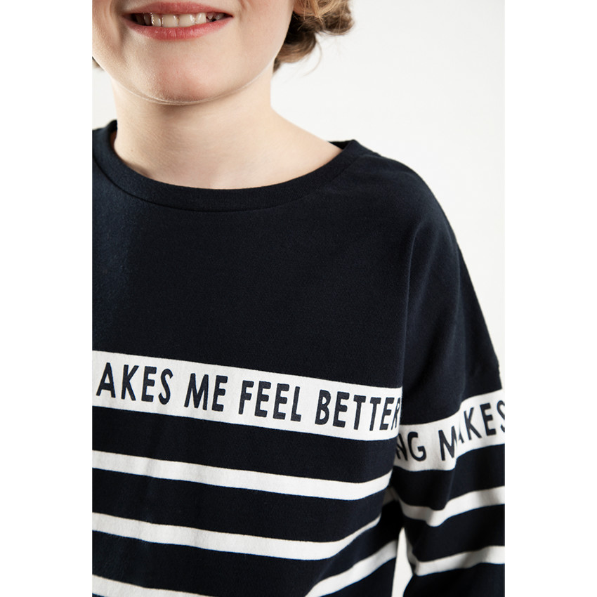 Junior - Marinière avec rayures contrastées et inscriptions 