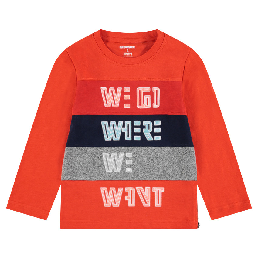 Tee-shirt manches longues en jersey avec inscriptions fantaisie 