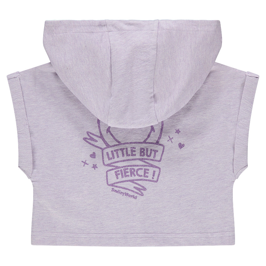 Gilet court en molleton avec badges et print Smiley 