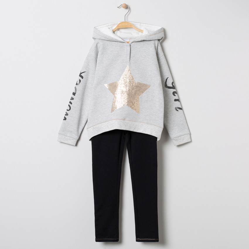 Jogging en molleton avec sweat motif étoile en sequins 