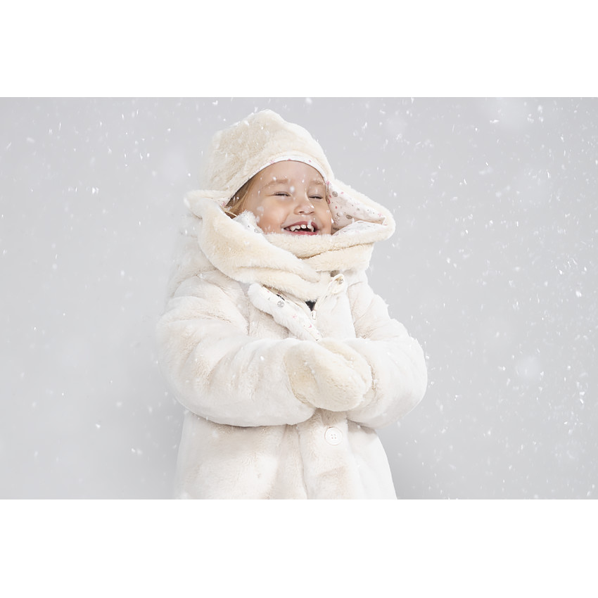 Bonnet écharpe en sherpa avec pompon et doublure en jersey 