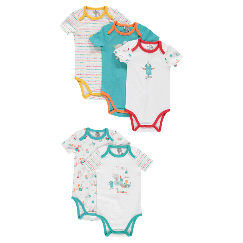Lot de 5 bodies manches courtes en jersey 