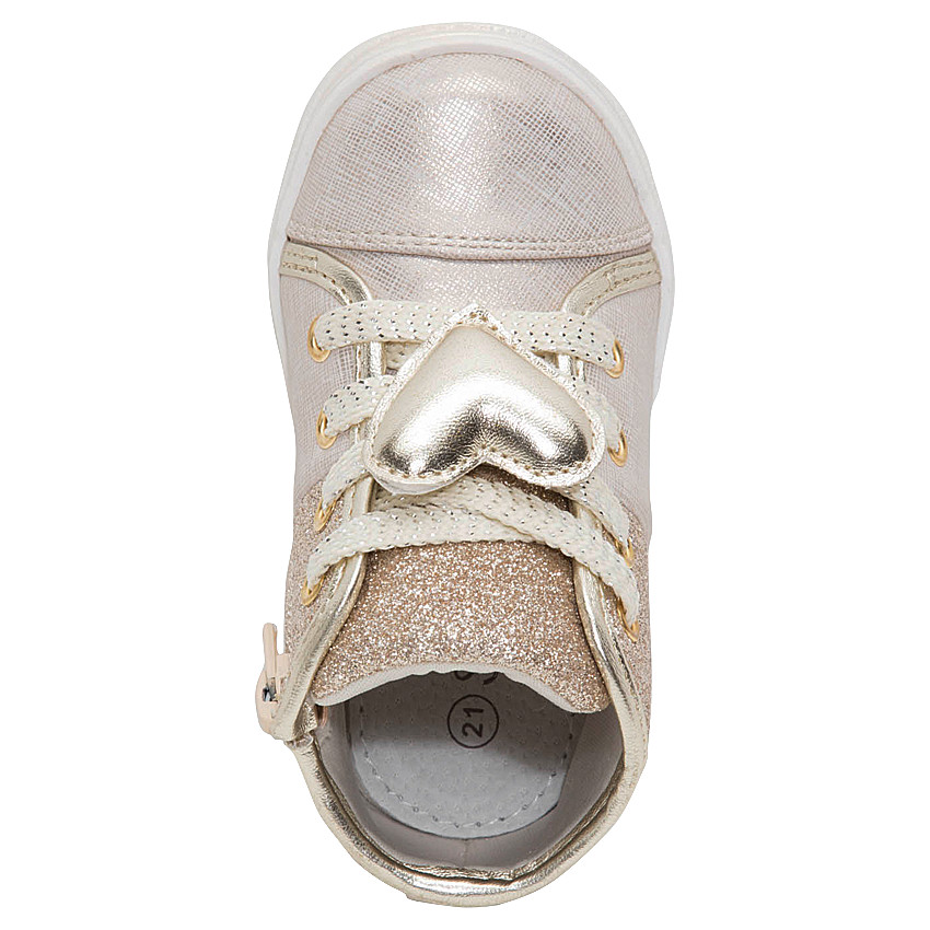 Bottillons de marche bébé fille à paillettes dorées 