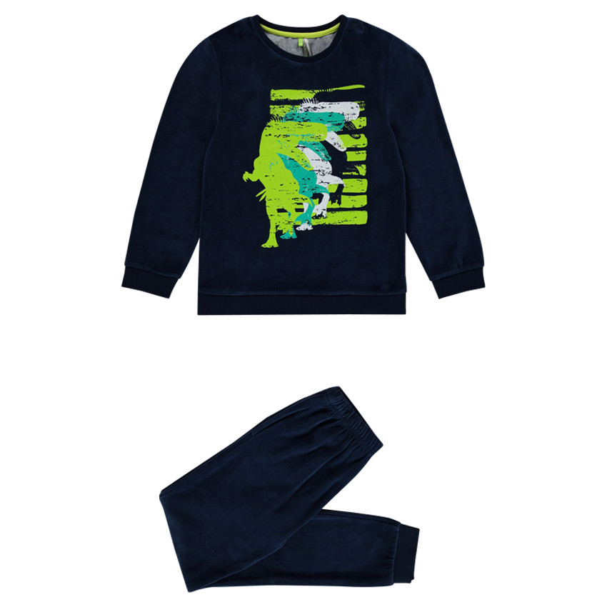 Pyjama en velours avec dinosaures printés 