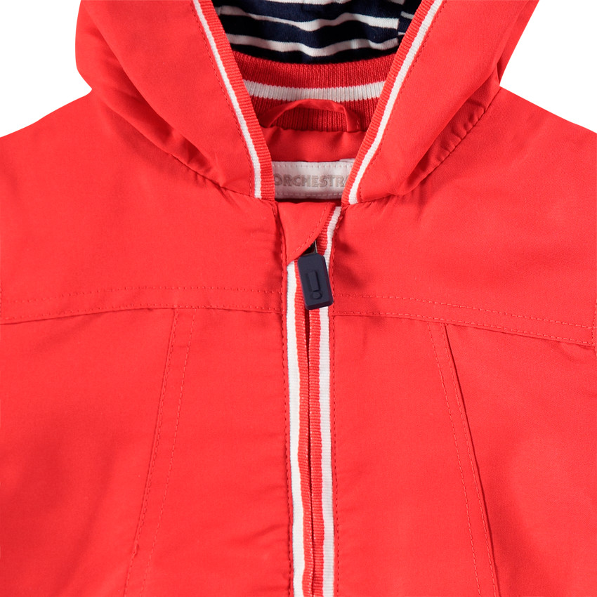 Coupe-vent uni avec doublure en jersey rayé et poches 