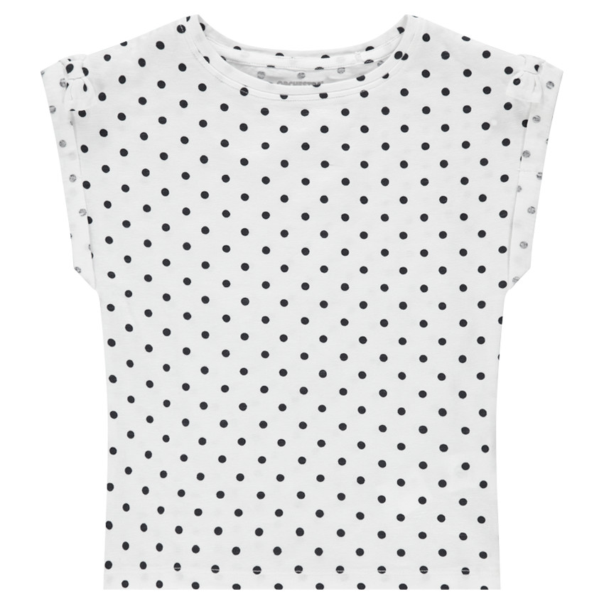Tee-shirt manches courtes en jersey à pois all-over avec noeuds 