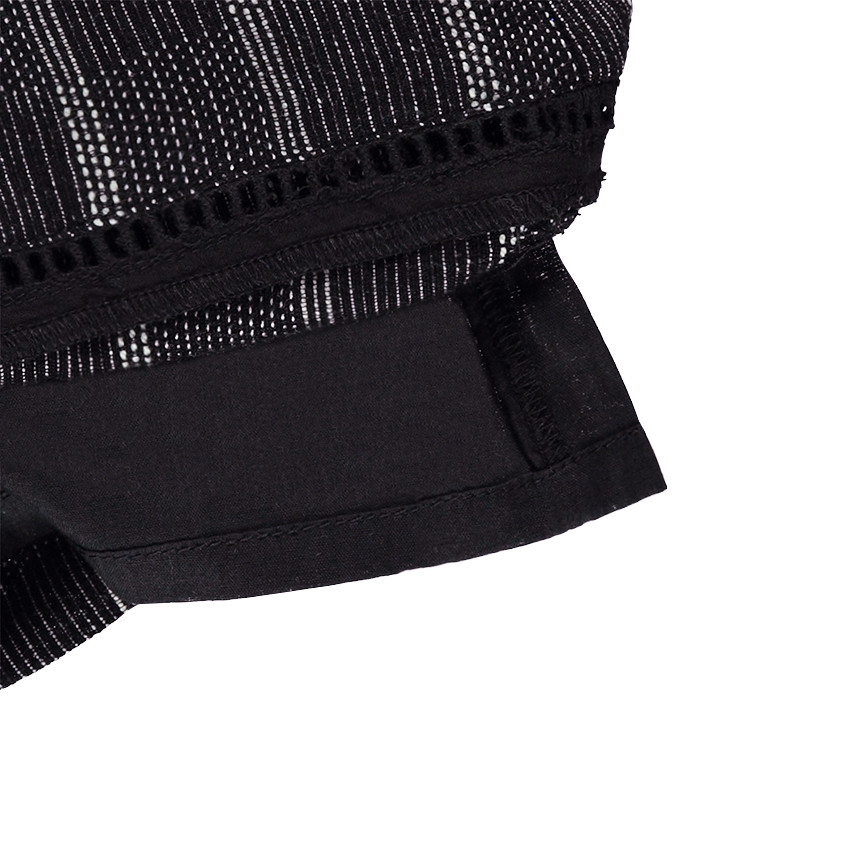 Robe à manches courtes volantées avec broderies et oiseau printé 