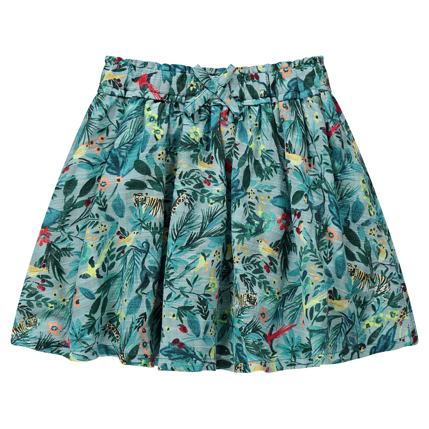 Jupe volantée à imprimé tropical all-over 
