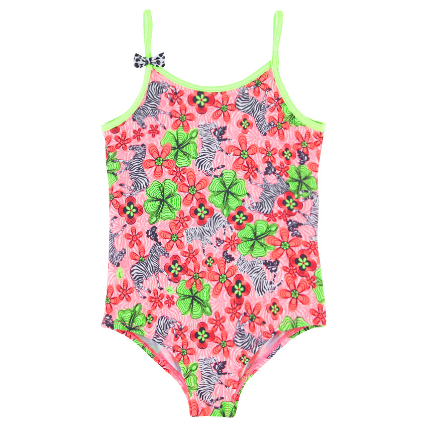 Maillot de bain 1 pièce imprimé fleurs et zèbres 
