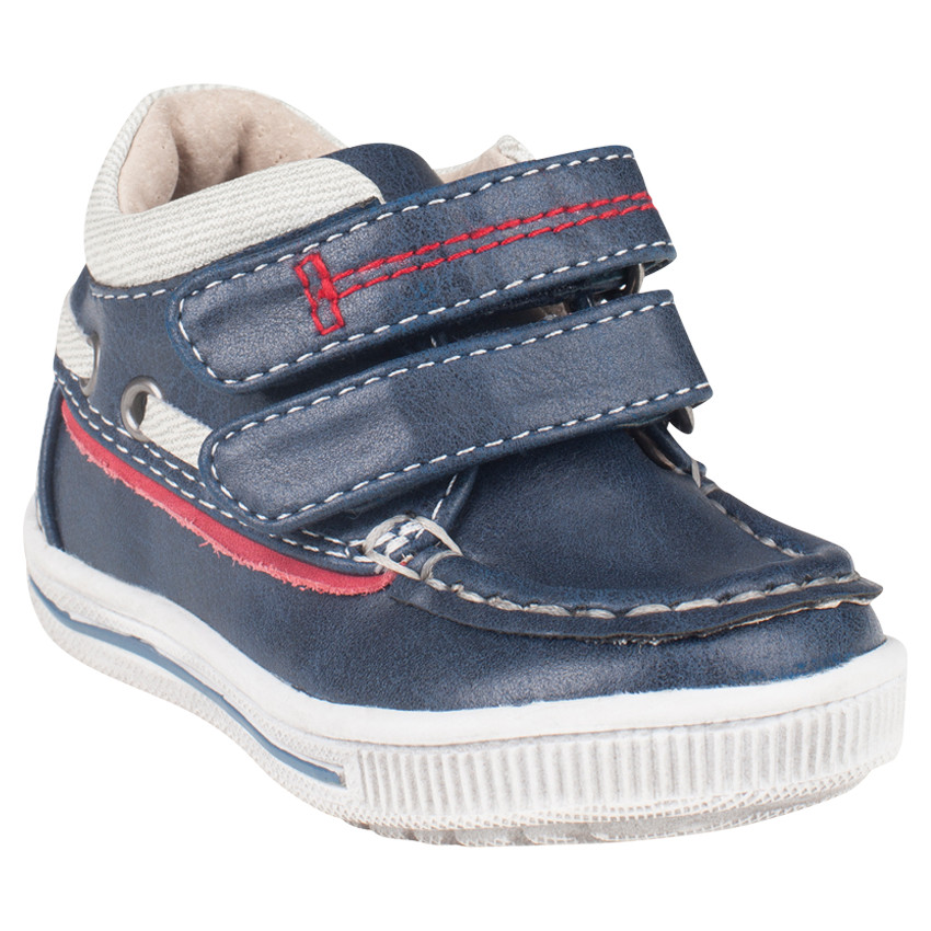 Chaussures forme bateau aspect cuir à scratchs 