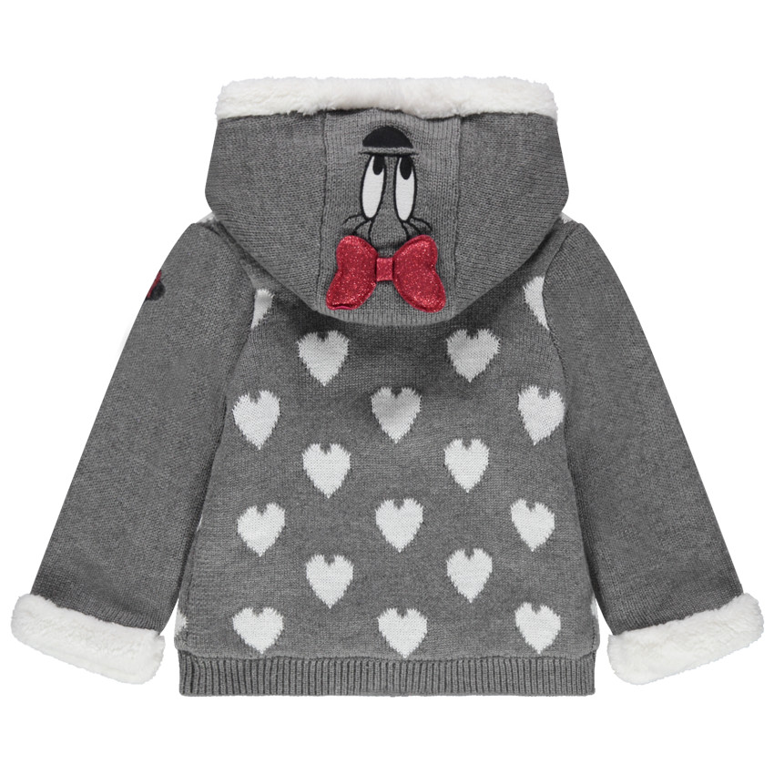 Veste en tricot à coeurs en jacquard et doublure en sherpa 