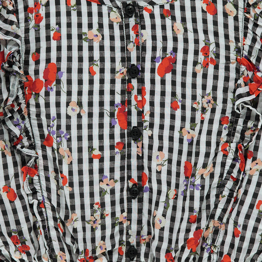 Junior - Robe à fleurs imprimée vichy 