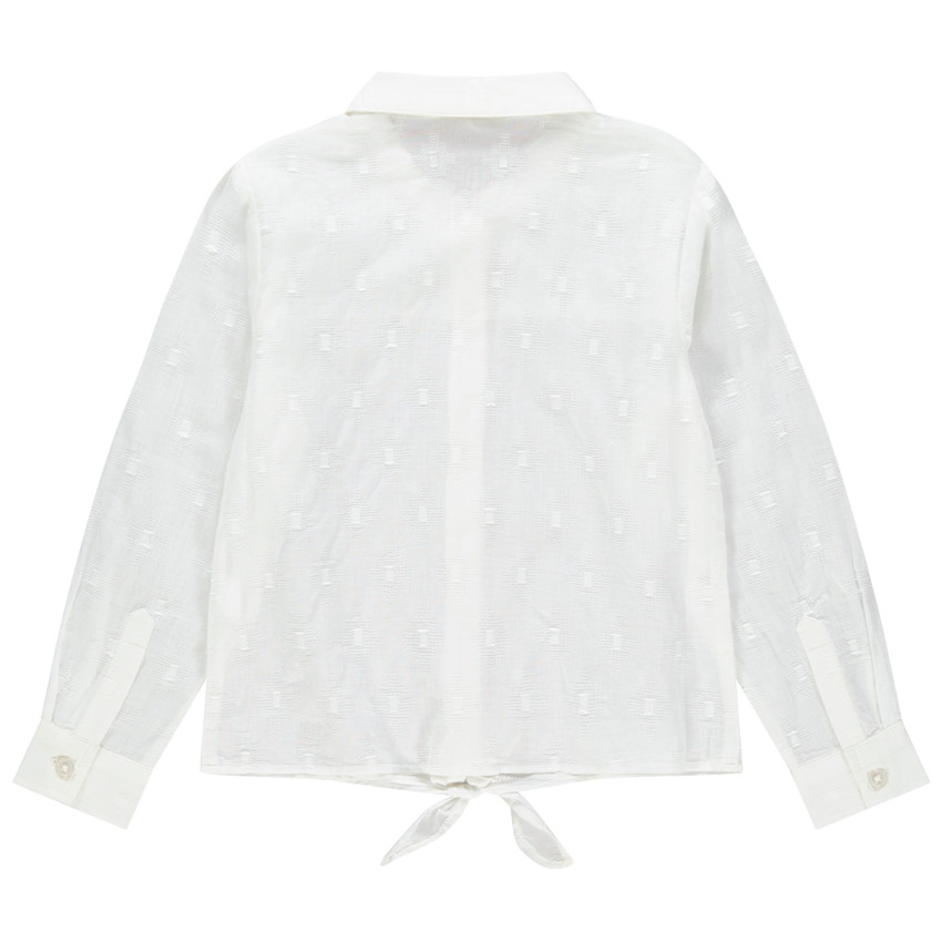 Chemise manches longues à motif jacquard et broderies florales 