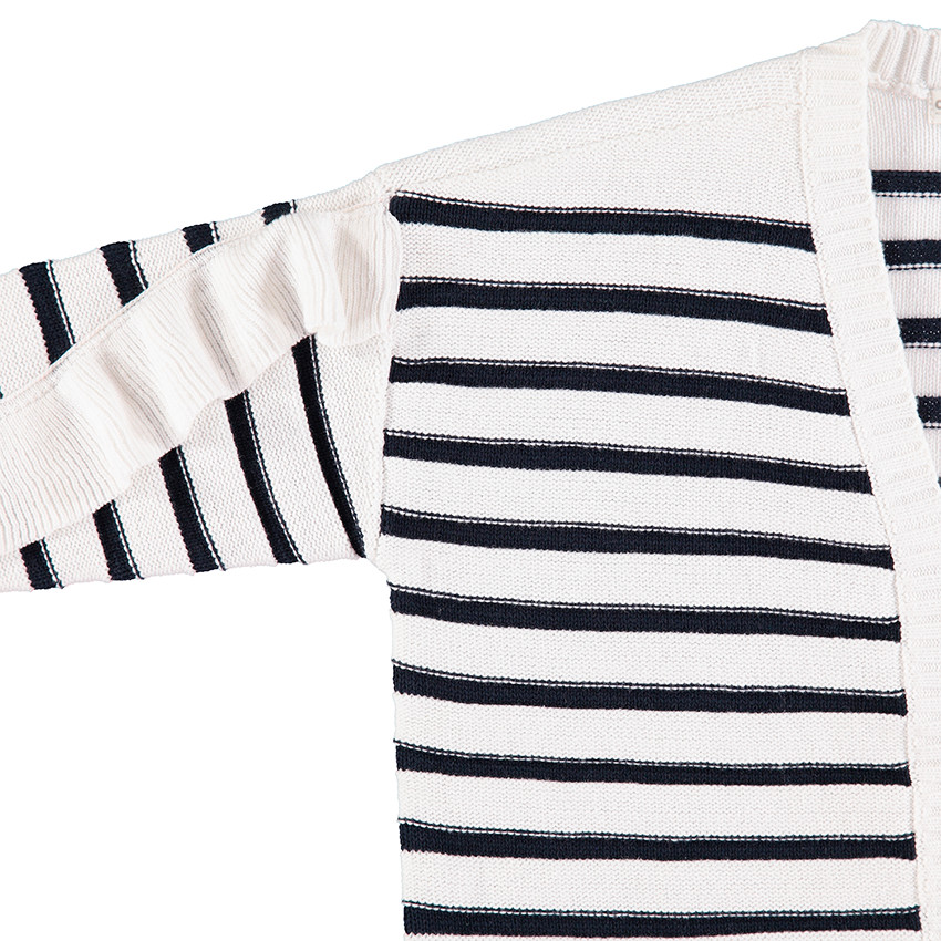 Junior - Gilet en tricot à rayures en jacquard avec volants et poches 