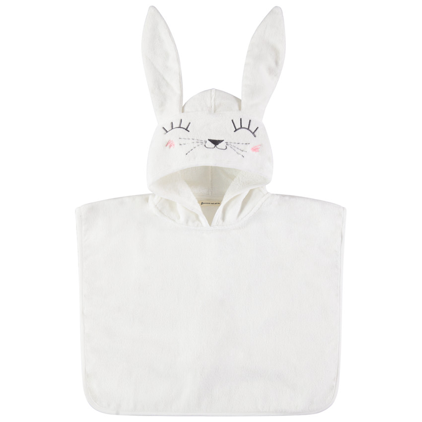 Poncho de bain motif lapin à capuche brodée  