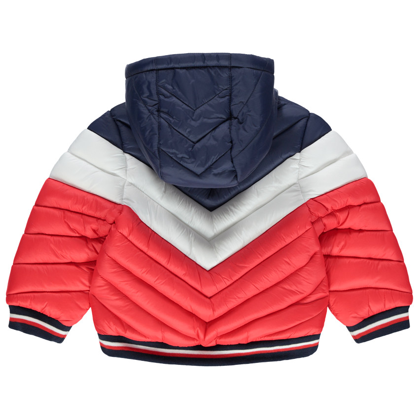Doudoune matelassée tricolore à  capuche 