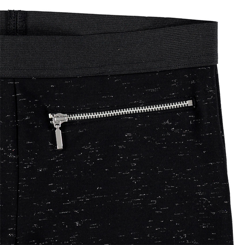 Legging en maille chinée de fil brillant avec zips 