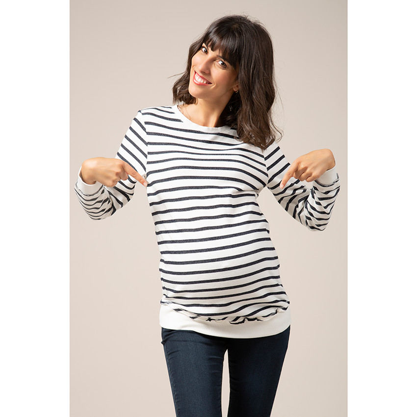 Sweat de grossesse esprit marinière 