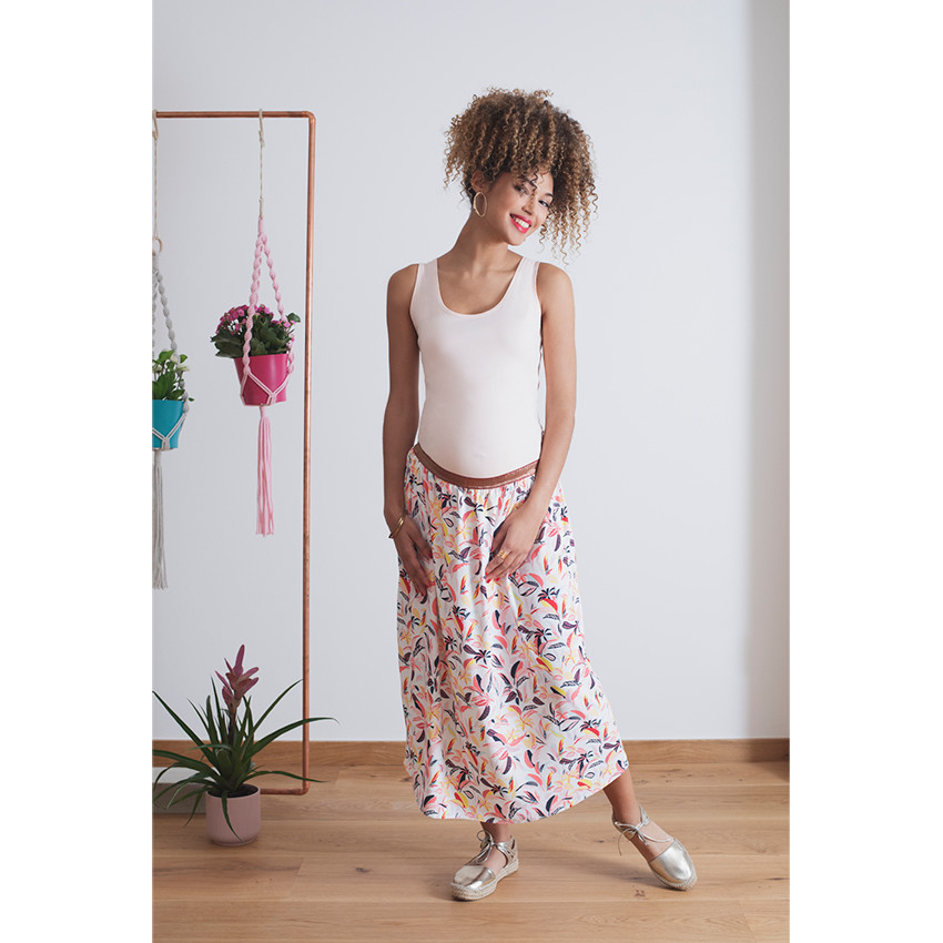 Jupe longue de grossesse à imprimé végétal all-over 