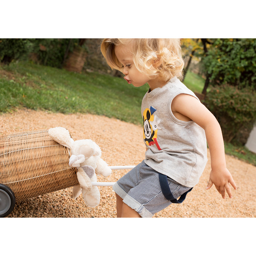 Bermuda en twill à rayures avec bretelles amovibles 