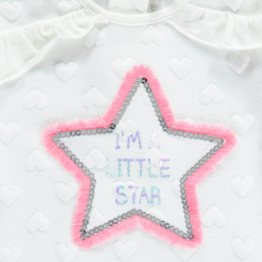 Sweat en molleton avec coeurs en jacquard et motif à sequins 