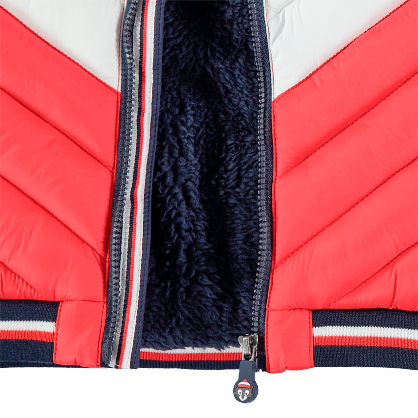 Doudoune matelassée tricolore à  capuche 