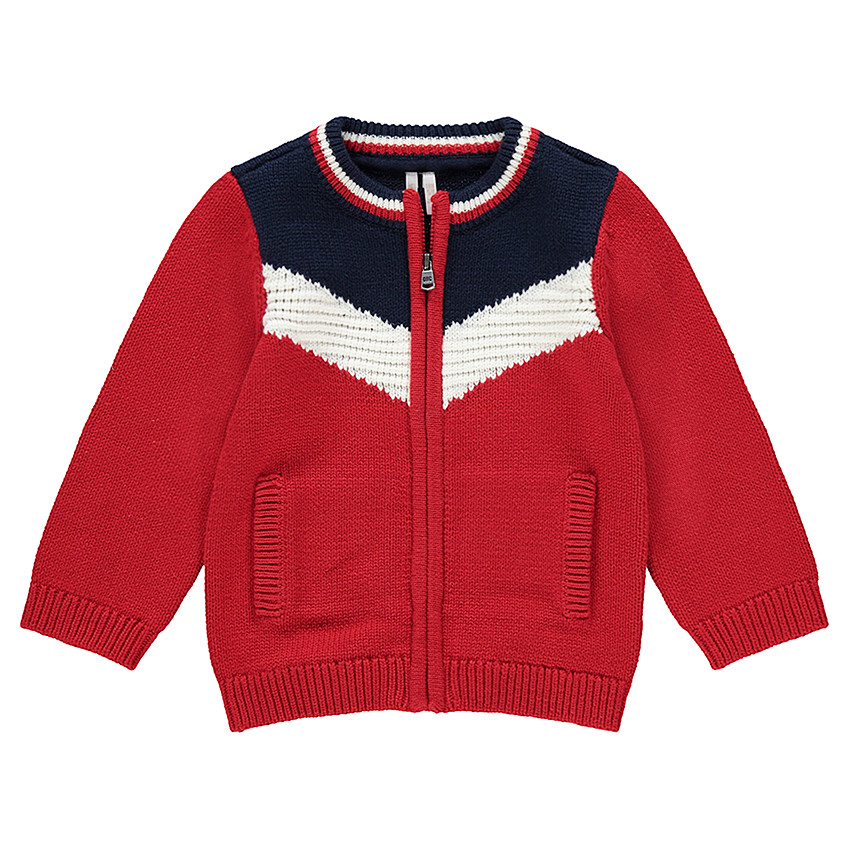 Gilet en tricot zippé avec bandes contrastées 