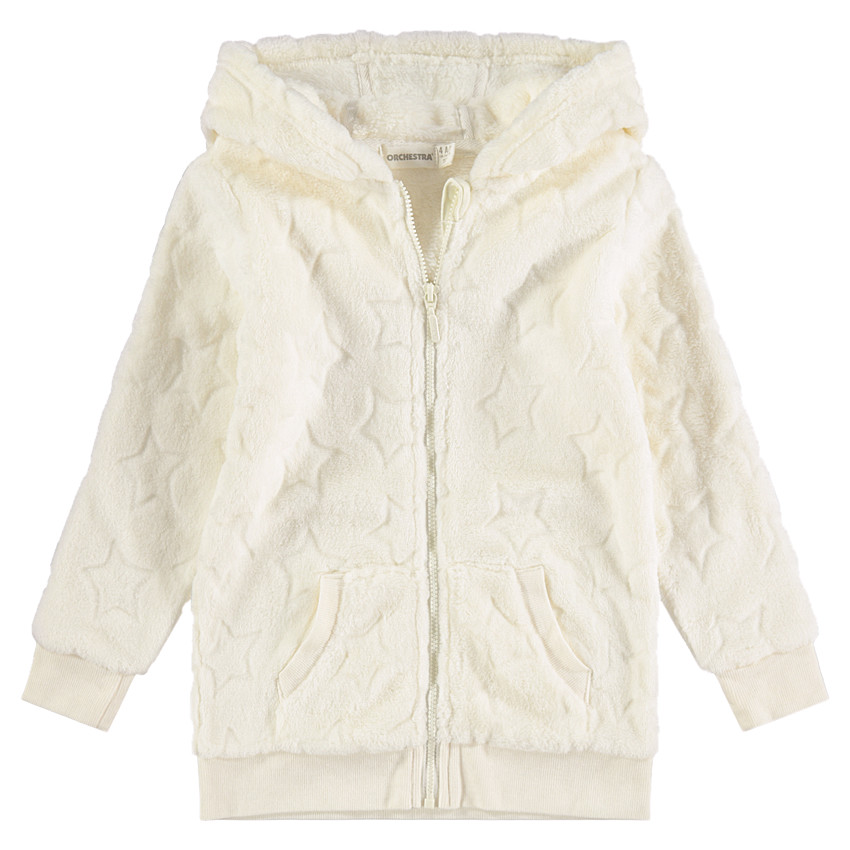 Gilet à capuche en sherpa avec motif en relief 