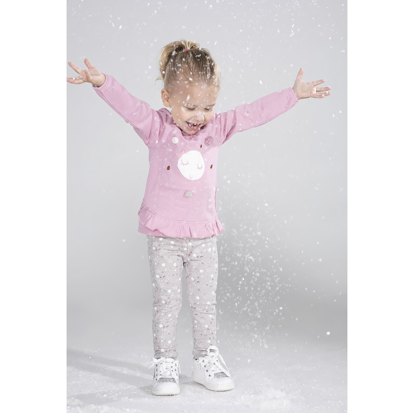 Tee-shirt manches longues en jersey avec lune en sherpa et pompons 