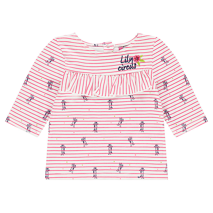 Marinière volantée avec rayures et imprimé all-over 