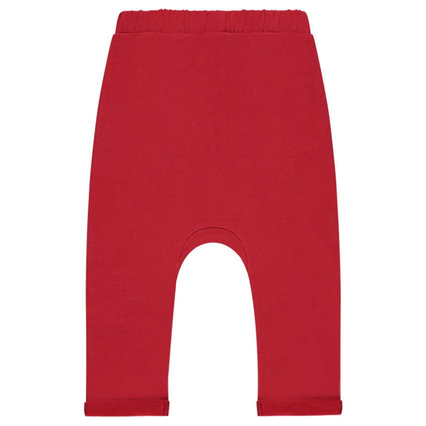 Pantalon de jogging en molleton uni avec nuage printé sur les genoux 