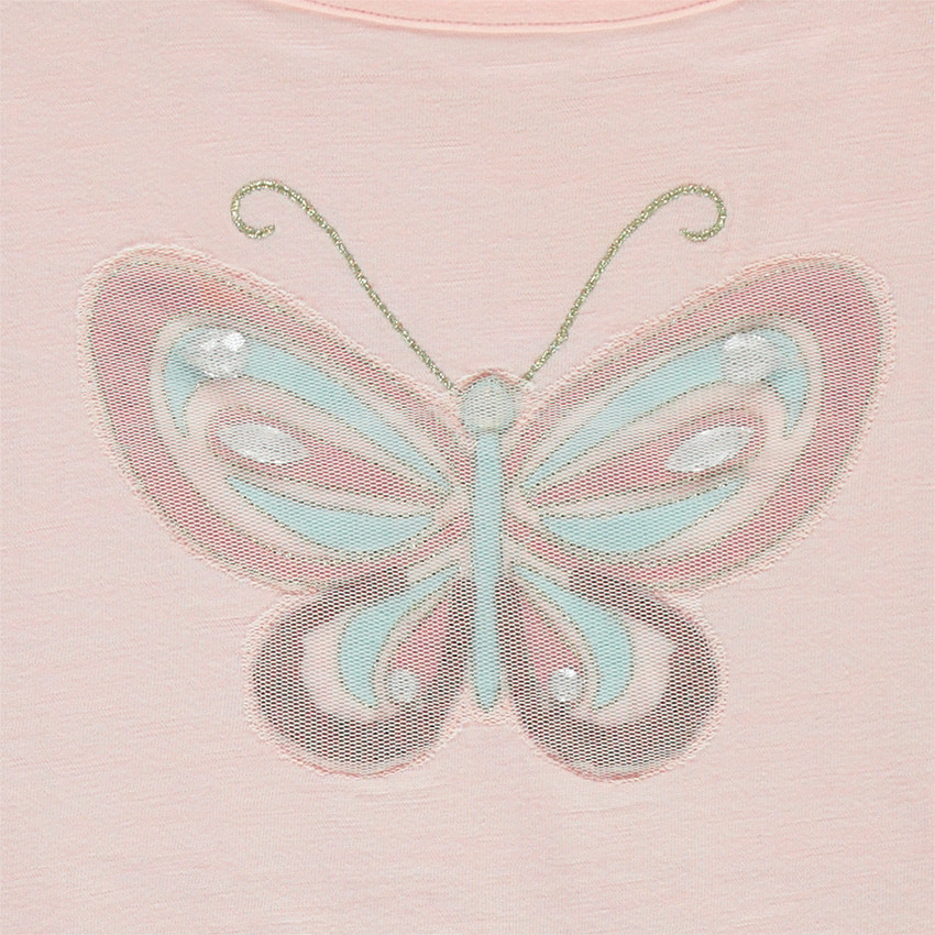 Tee-shirt manches longues en jersey slub avec paillon en résille 