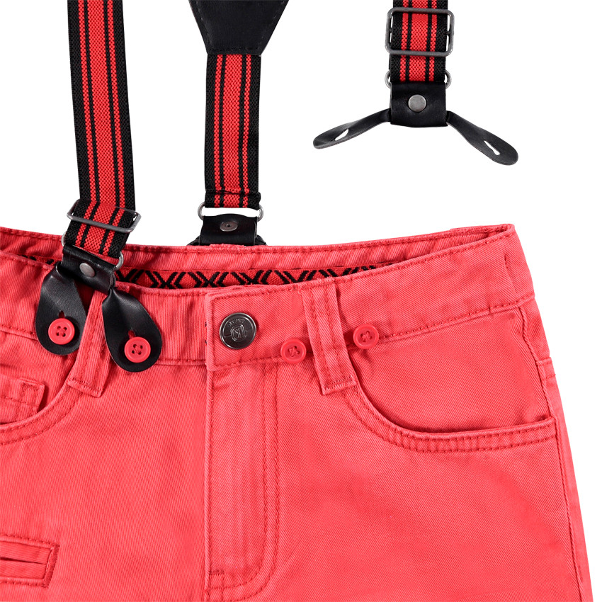 Pantalon en coton surteint avec bretelles ajustables amovibles 