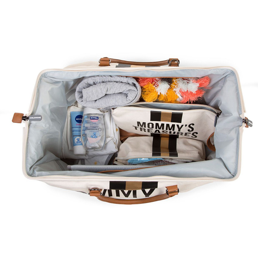 Sac à langer Mommy Bag - Blanc/noir/or 