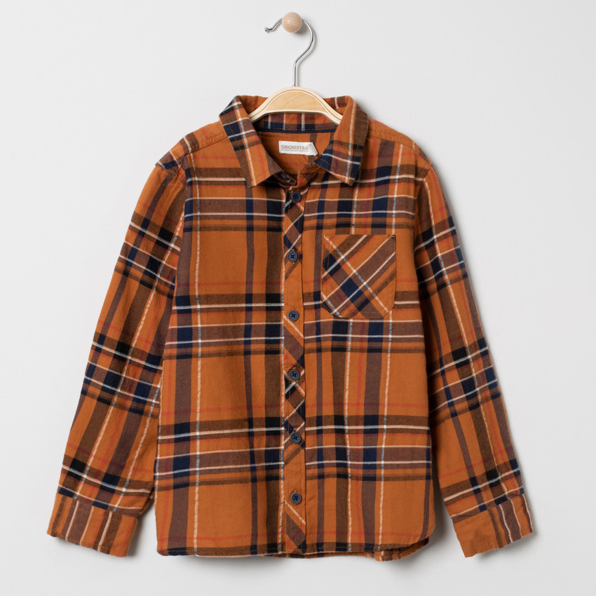 Chemise manches longues à carreaux  et poche 