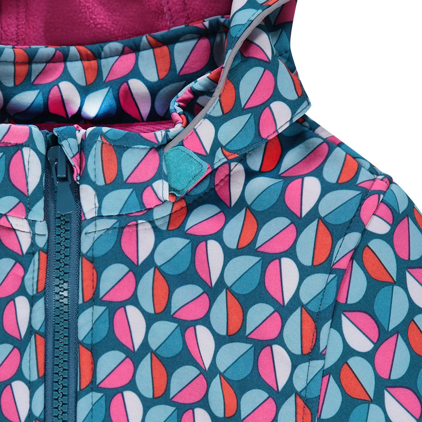 Coupe-vent à capuche amovible imprimé all-over doublé micropolaire 