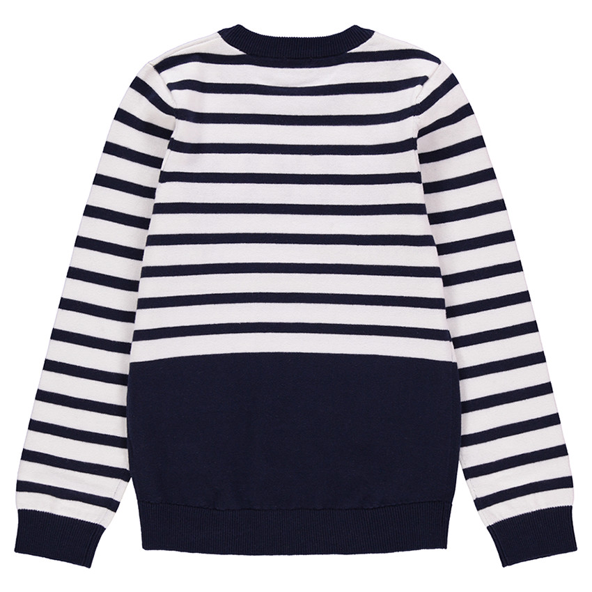 Junior - Pull en tricot à rayures et inscription en relief 