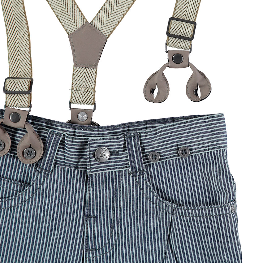 Bermuda en twill à rayures avec bretelles amovibles 
