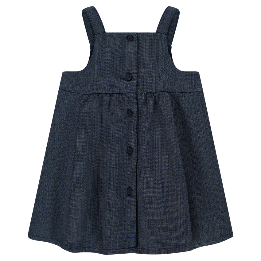 Robe en coton fantaisie avec broderies et pompons colorés 