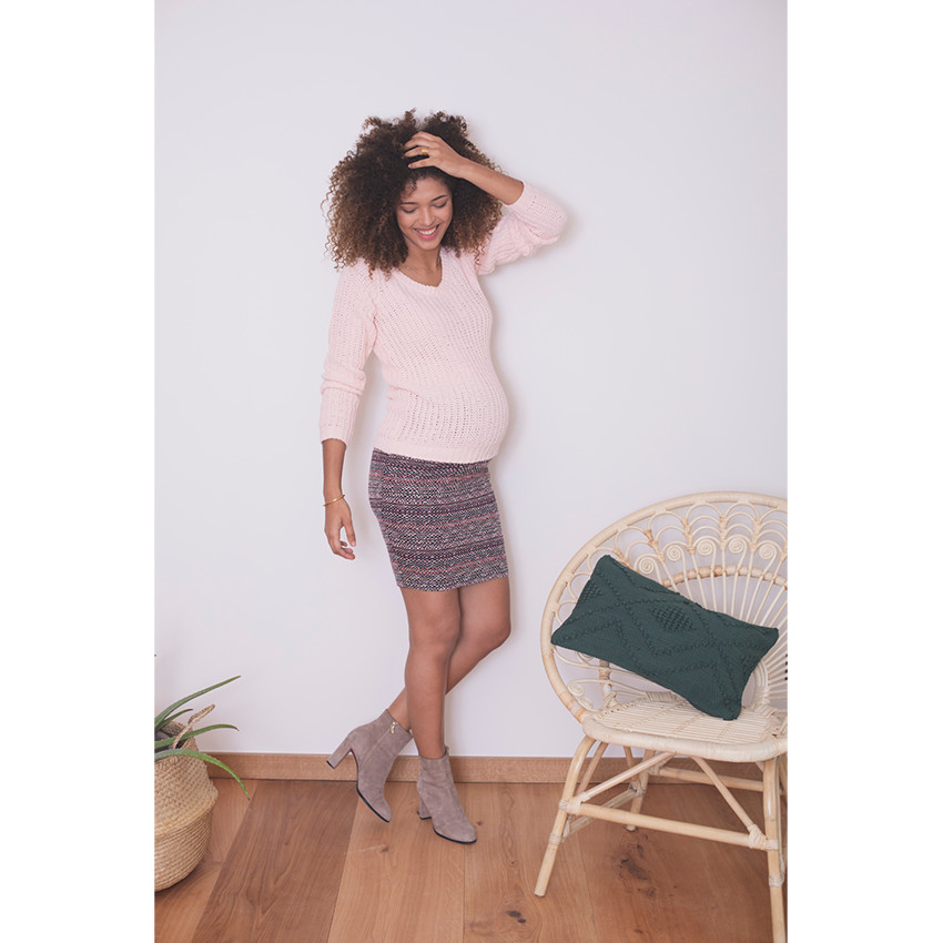 Jupe de grossesse en jacquard avec bandeau haut 