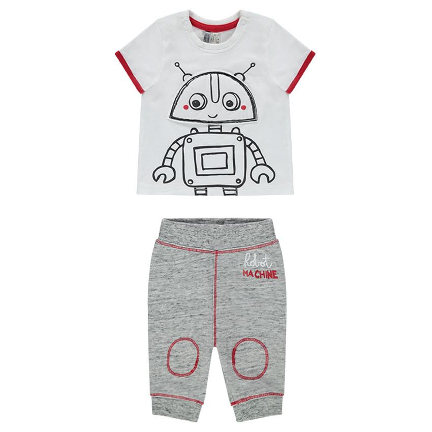Ensemble tee-shirt manches courtes print robot et pantalon en molleton 